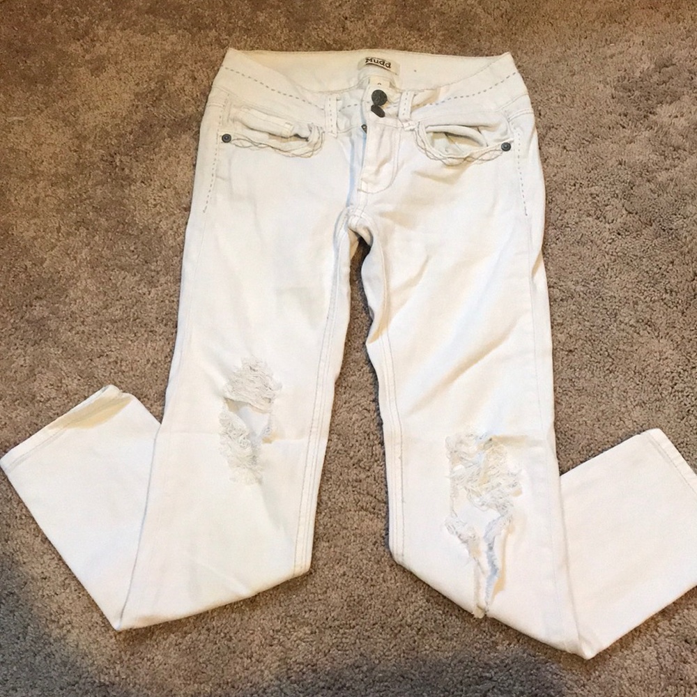 White ripped capris